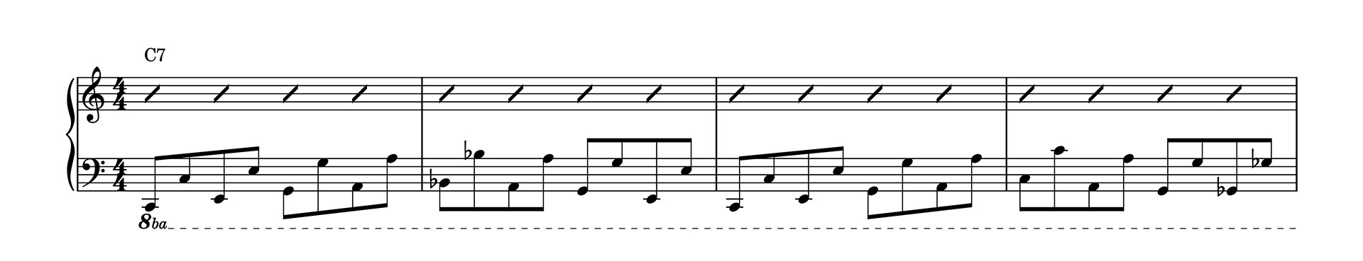 4 bar walking bass line over C7